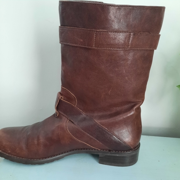 Stuart Weitzman Leather Buckle Boots SZ 8 - Picture 7 of 9
